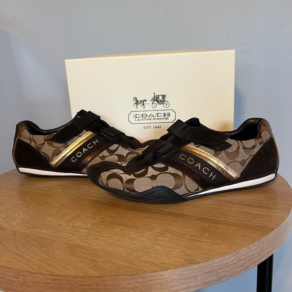 Coach Signature C Brown with Suede and Gold accents